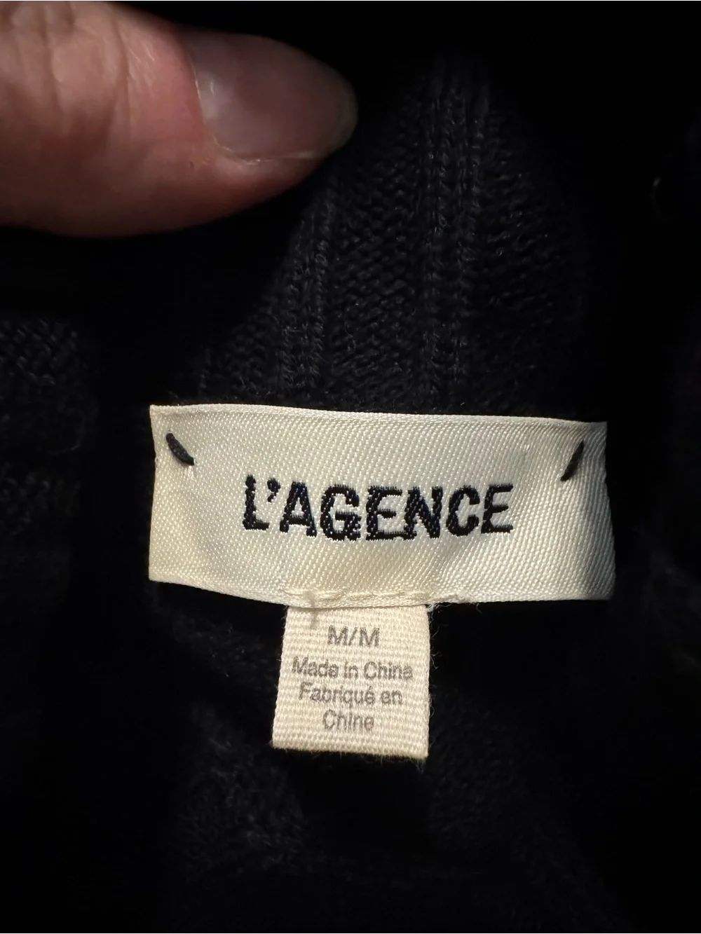 L'AGENCE Kenny Cold Shoulder Sweater Black Button Knit Women’s SIZE MED - Picture 8 of 13